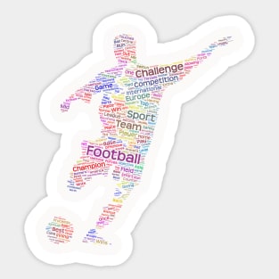 Football Footballer Silhouette Shape Text Word Cloud Sticker